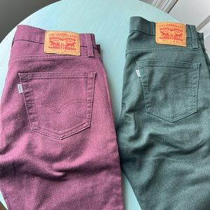 Men’s Levi 511 jeans - super soft! - both pairs 32x30 - maroon and green